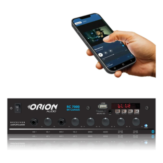 Amplificador Som Ambiente Bluetooth USB FM 4 Canais 120W RMS Receiver P Igreja Loja Restaurante Consultório