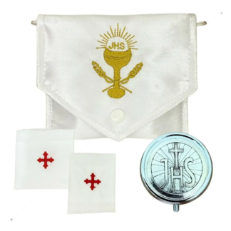 Kit Bolsa Viatico Ministro + Teca Porta Hóstia 4,7x1,7cm