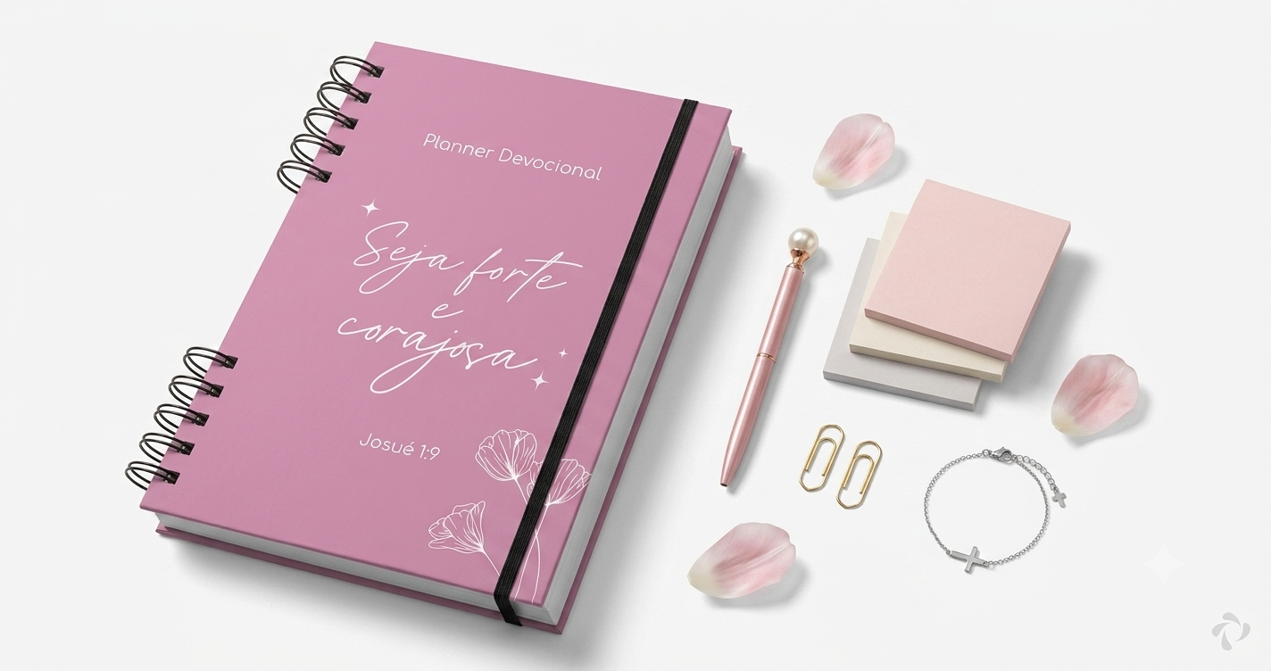 NISTI PRINT Planner Devocional Forte e Corajosa – Caderno com Capa Dura para Orações, Reflexões e Organização