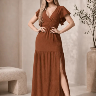 Vestido Longo Feminino Elegante Duna Com Fenda Lateral