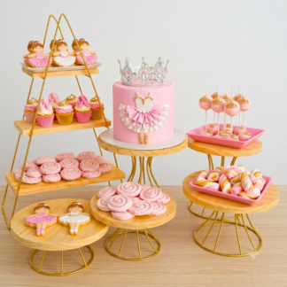 Kit Boleira + Prateleiras De Doce Decoração Festa 6pçs